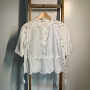Ulla Johnson white blouse with gold buttons